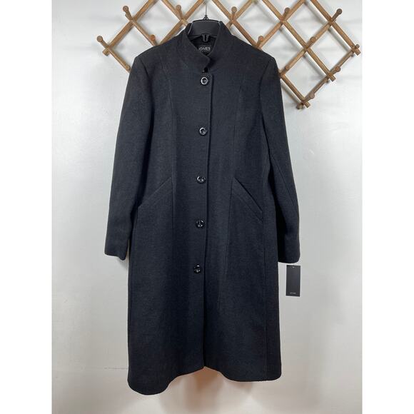 New Jones New York Longline Button Front Wool Blend Coat Women's Size 1X